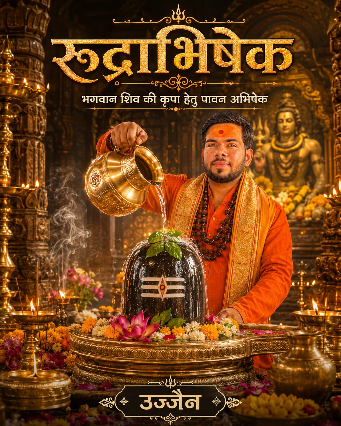 Acharya Pandit Abhishek Guruji during puja preparation