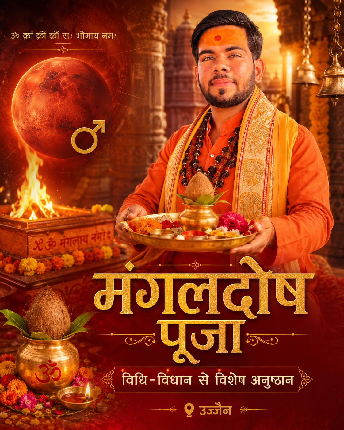 Mangal dosh puja setup and offerings
