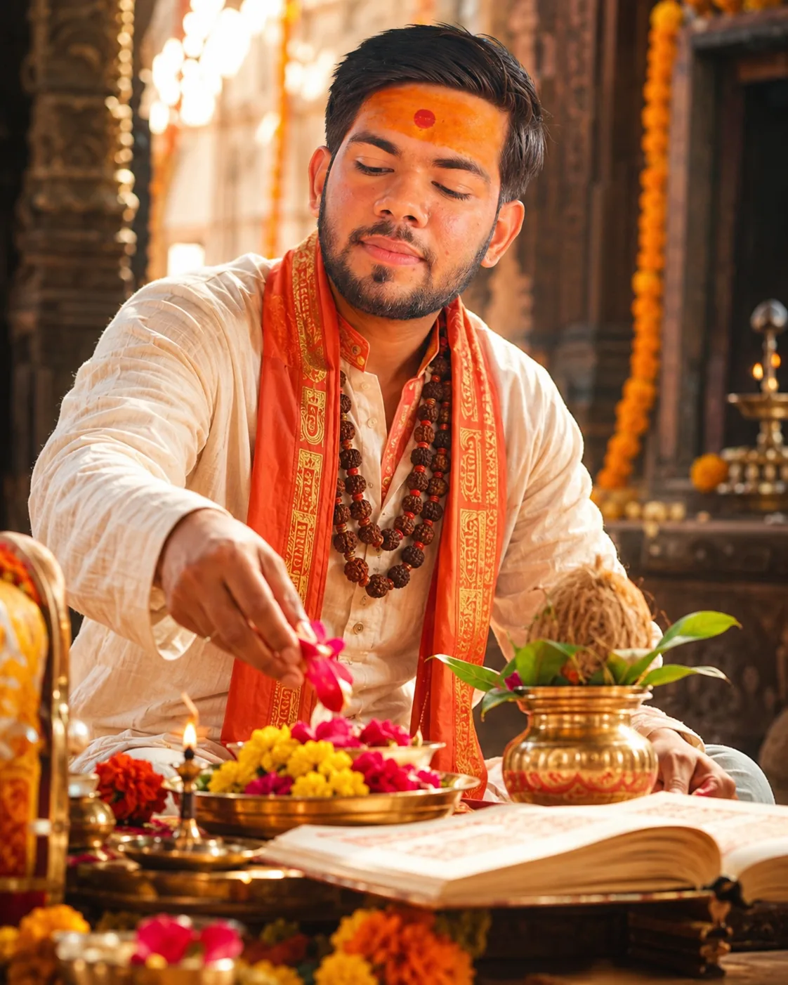 Pandit Ji portrait at ritual location